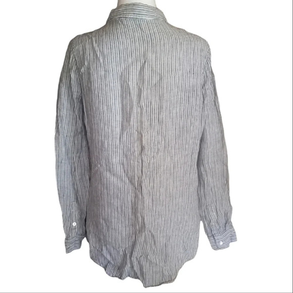 Artisan NY Women's 100% Linen Contrasting Stripes Button Front Blouse Size Small - Picture 2 of 5